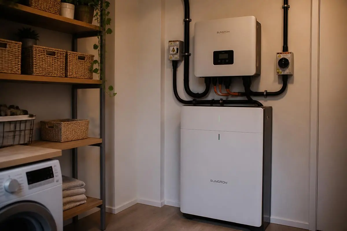Battery storage unit installed in a utility room